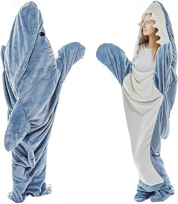 Camiseta con manta de tiburón de patrón cepillado de franela súper suave para adultos y niños