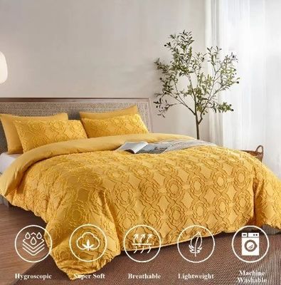 Hotel 100% de algodón bordado con cubierta de edredón Set de ropa de cama de 4 piezas con 40 tejidos