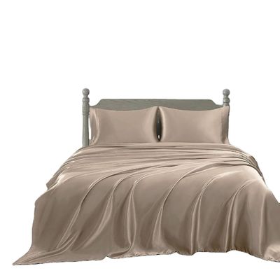 Seti de ropa de cama de seda de satén no desechable para el hogar tamaño doble de dos PCS Seti de ropa de cama plana