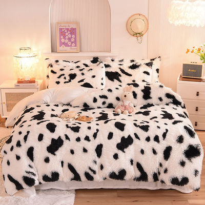 4 piezas de color sólido de todas las estaciones de piel falsa de terciopelo pelusa de peluche ropa de cama suave para niñas
