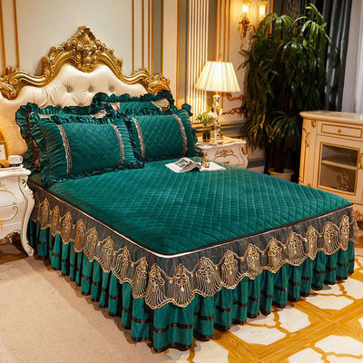 Cubierta de cama de invierno de lija 4 piezas de lujo ropa de cama bordada para 2.0m 6.6 pies tamaño cama