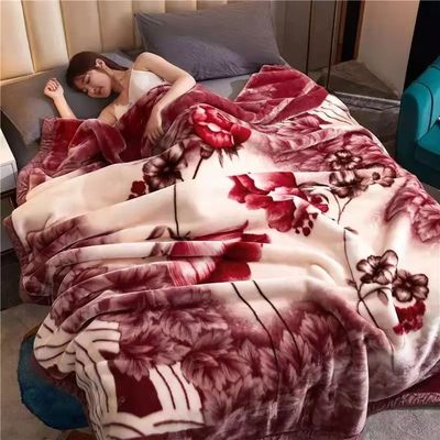 Superior de doble capa cálido suave de lujo de impresión manta de piel amigable siesta dormir