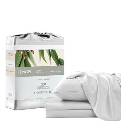Set de hojas de algodón Lyocell 300T de color natural suavidad lujosa para su ropa de cama de la boda