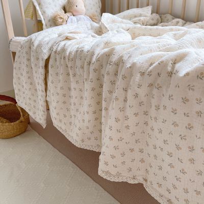 Super suave respirable Muselina floral cuna de bebé mantel y colcha de algodón ligero