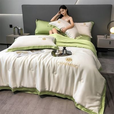 Luxo de seda lavada con bordado Set de colcha de verano 4 piezas 3 piezas sin pérdida de cabello sueño saludable