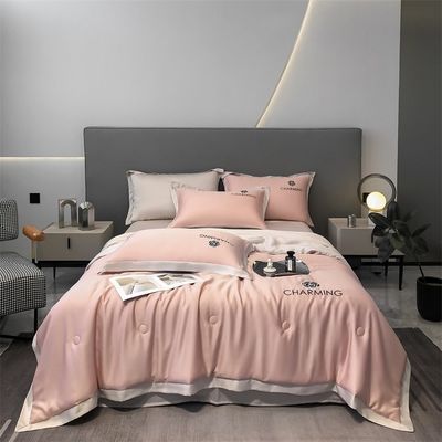 Luxo de seda lavada con bordado Set de colcha de verano 4 piezas 3 piezas sin pérdida de cabello sueño saludable