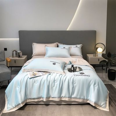 Luxo de seda lavada con bordado Set de colcha de verano 4 piezas 3 piezas sin pérdida de cabello sueño saludable