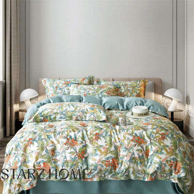 Conjunto de ropa de cama de edredón de diseño con patrón sólido y número de hilos de 300 tc