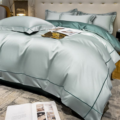 Casa 200-Cuenta Tencel bordado de hielo de doble cara hojas de seda y seda lisa de cama de manta desnuda