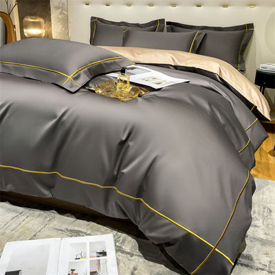 Casa 200-Cuenta Tencel bordado de hielo de doble cara hojas de seda y seda lisa de cama de manta desnuda