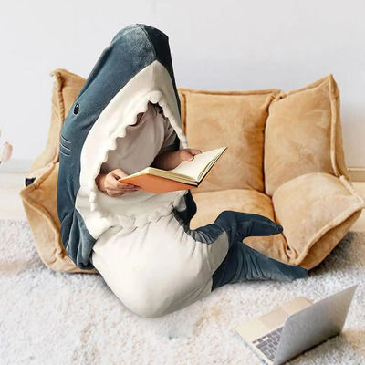 Camiseta con manta de tiburón de patrón cepillado de franela súper suave para adultos y niños