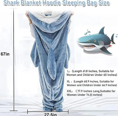 Camiseta con manta de tiburón de patrón cepillado de franela súper suave para adultos y niños