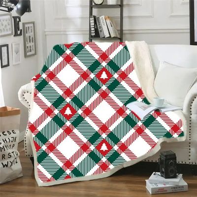 Navidad personalizada impresa sherpa lanzar suave acogedor de peluche de lana mantas para el sofá ropa de cama de invierno