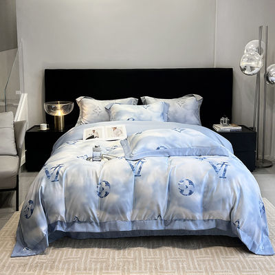 Diseños aleatorios sólidos colchas ropa de cama de lujo conjunto con bordados de seda de algodón lavado