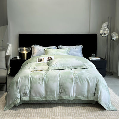Diseños aleatorios sólidos colchas ropa de cama de lujo conjunto con bordados de seda de algodón lavado