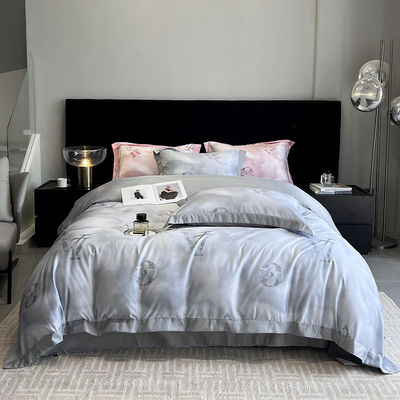 Diseños aleatorios sólidos colchas ropa de cama de lujo conjunto con bordados de seda de algodón lavado