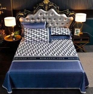 Tipo de ropa de cama de bodas moderna de 2024 boda Kit de cuatro piezas Set de esterilla de seda de hielo