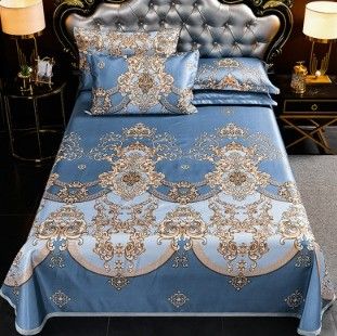 Tipo de ropa de cama de bodas moderna de 2024 boda Kit de cuatro piezas Set de esterilla de seda de hielo