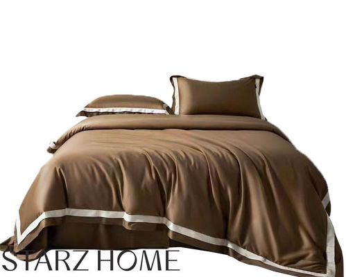 Set de ropa de cama de algodón 100% de tamaño personalizado cubierta de edredón y sábanas para hoteles de lujo de 5 estrellas