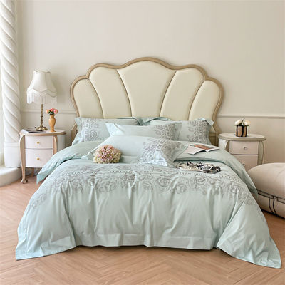 200TC Embroidery de seda de algodón lavado 4 piezas Set de ropa de cama King tamaño con número de hilos 200TC