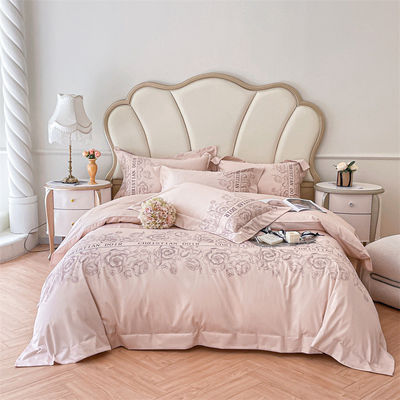 200TC Embroidery de seda de algodón lavado 4 piezas Set de ropa de cama King tamaño con número de hilos 200TC