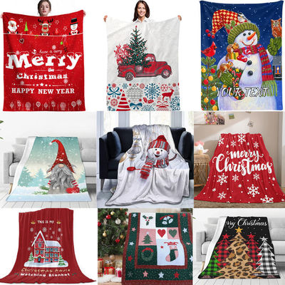 Super suave tejido estilo navideño personalizado de vacaciones Decoraciones impresas Blanco de lanzamiento de franela