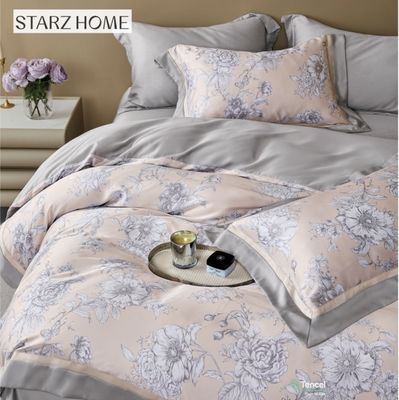 Tejidos para el hogar de lujo Floral Impreso 100% de algodón sábanas de cama Conjunto con en estilo sencillo