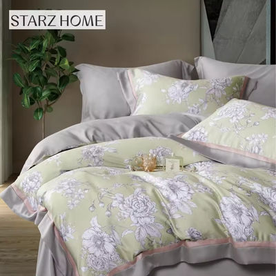 Tejidos para el hogar de lujo Floral Impreso 100% de algodón sábanas de cama Conjunto con en estilo sencillo