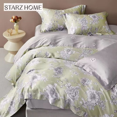 Tejidos para el hogar de lujo Floral Impreso 100% de algodón sábanas de cama Conjunto con en estilo sencillo