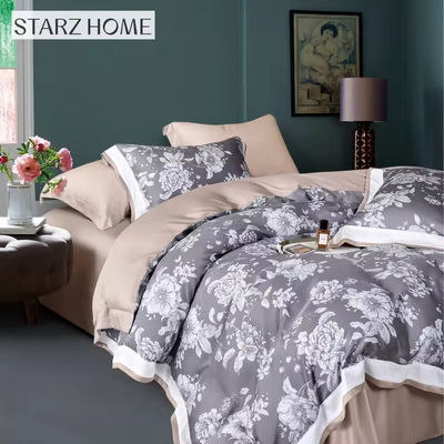 Tejidos para el hogar de lujo Floral Impreso 100% de algodón sábanas de cama Conjunto con en estilo sencillo