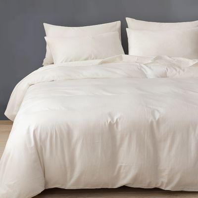 Largo algodón de grapa de tejido orgánico de densidad de ropa de cama Set de crema 3pcs cubierta de edredón 100% algodón