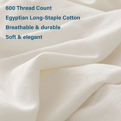 Largo algodón de grapa de tejido orgánico de densidad de ropa de cama Set de crema 3pcs cubierta de edredón 100% algodón