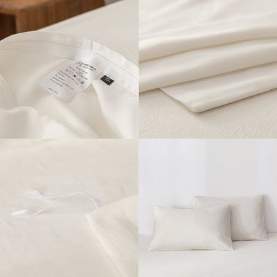 Largo algodón de grapa de tejido orgánico de densidad de ropa de cama Set de crema 3pcs cubierta de edredón 100% algodón