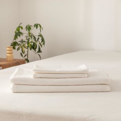 Largo algodón de grapa de tejido orgánico de densidad de ropa de cama Set de crema 3pcs cubierta de edredón 100% algodón