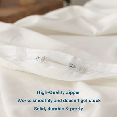 Largo algodón de grapa de tejido orgánico de densidad de ropa de cama Set de crema 3pcs cubierta de edredón 100% algodón