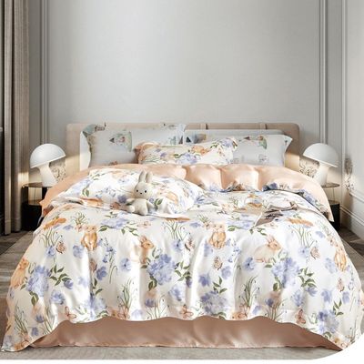 Color personalizado 4 pcs de lujo de poliéster de tela plana suave de diseño de hotel ropa de cama para cama de rey