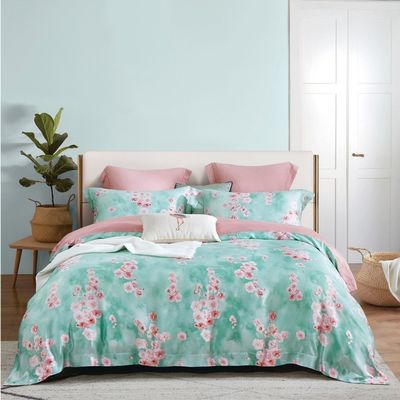 Color personalizado 4 pcs de lujo de poliéster de tela plana suave de diseño de hotel ropa de cama para cama de rey