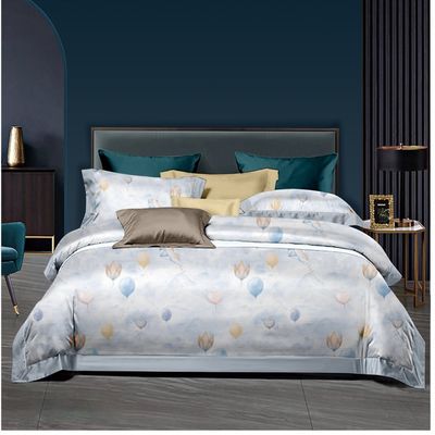 Color personalizado 4 pcs de lujo de poliéster de tela plana suave de diseño de hotel ropa de cama para cama de rey