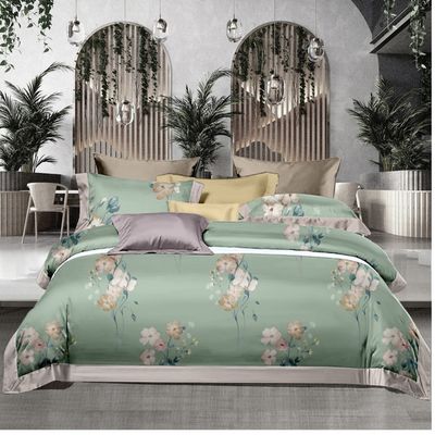 Color personalizado 4 pcs de lujo de poliéster de tela plana suave de diseño de hotel ropa de cama para cama de rey