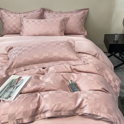 Lentes de cama de lujo de patrón sólido para ropa de cama ligera de lujo Satin Jacquard 4 piezas