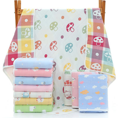 Toalla de baño de muselina de seis capas con absorvente blando Dobby Border y material 100% algodón