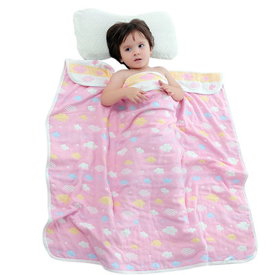 Toalla de baño de muselina de seis capas con absorvente blando Dobby Border y material 100% algodón