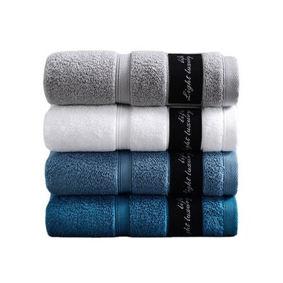 Hotel de lujo 100% de algodón blanco de baño Conjunto de toallas para la mano y la cara con logotipo de bordado personalizado