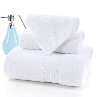 Toallas para el hogar absorbentes de algodón puro de tres piezas con rejilla beige y color sólido