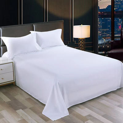 80 Cuenta de tejido Set de sábanas de hotel de algodón para sábanas personalizadas en color blanco