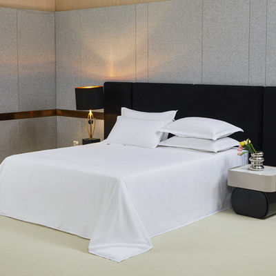 80 Cuenta de tejido Set de sábanas de hotel de algodón para sábanas personalizadas en color blanco