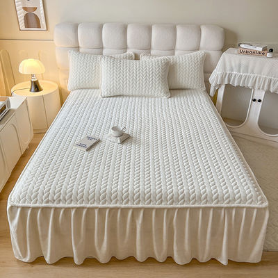 Cama de una sola cama de terciopelo de coral con almohadilla de encaje de algodón antistatico