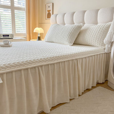 Cama de una sola cama de terciopelo de coral con almohadilla de encaje de algodón antistatico