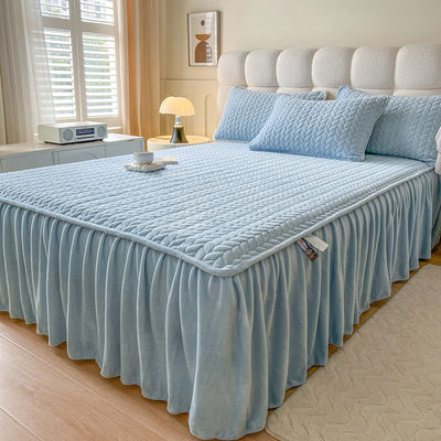 Cama de una sola cama de terciopelo de coral con almohadilla de encaje de algodón antistatico