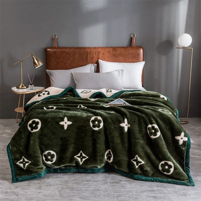 Jacquard tejido de coral lana Raschel manta para invierno de peluche espesado cama de cobertura de siesta